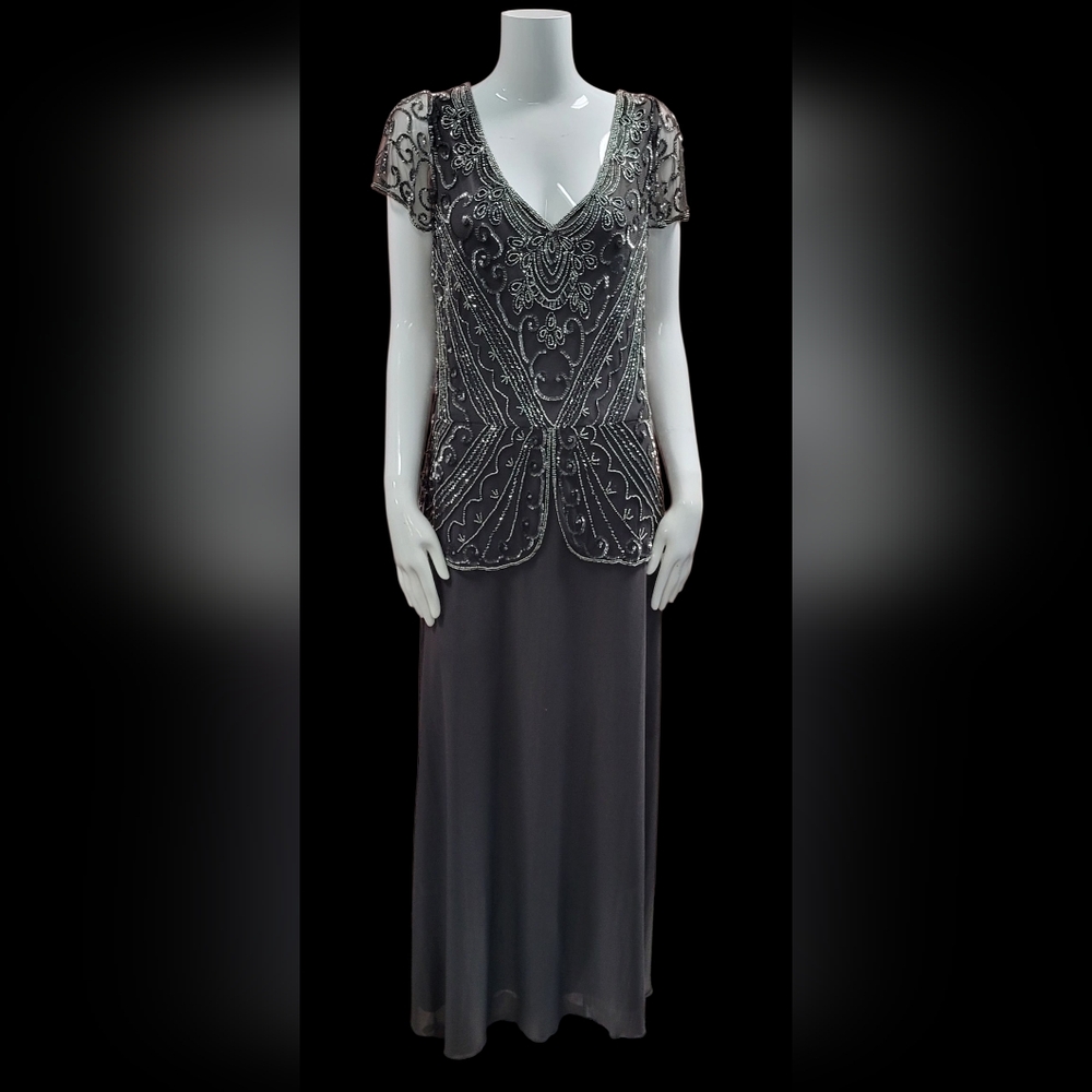 Elegant Gray Beaded Dress